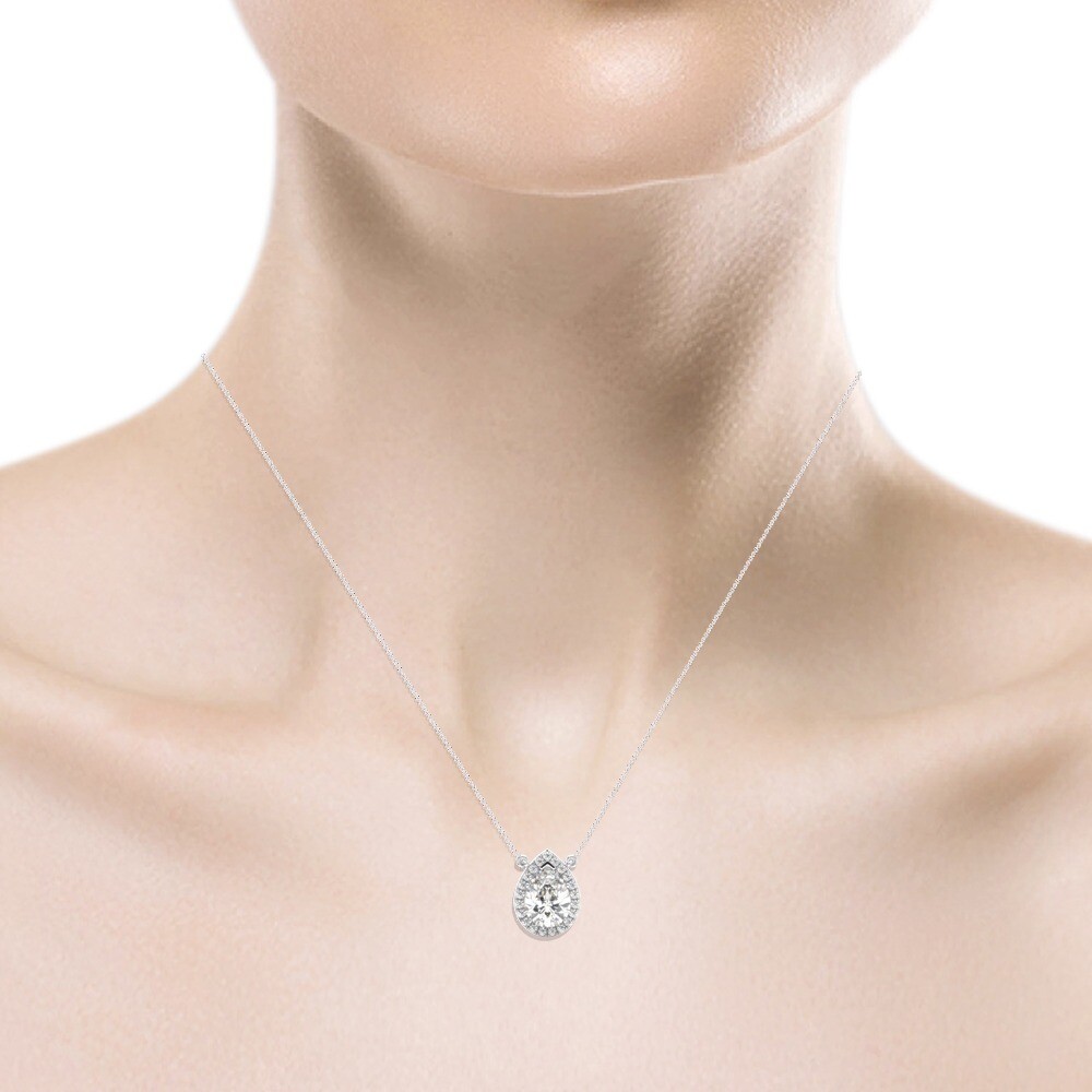 IGI Diamond Pendant VS1 E Pear 2.25 Ct Lab Created 14k White Gold Eye Clean