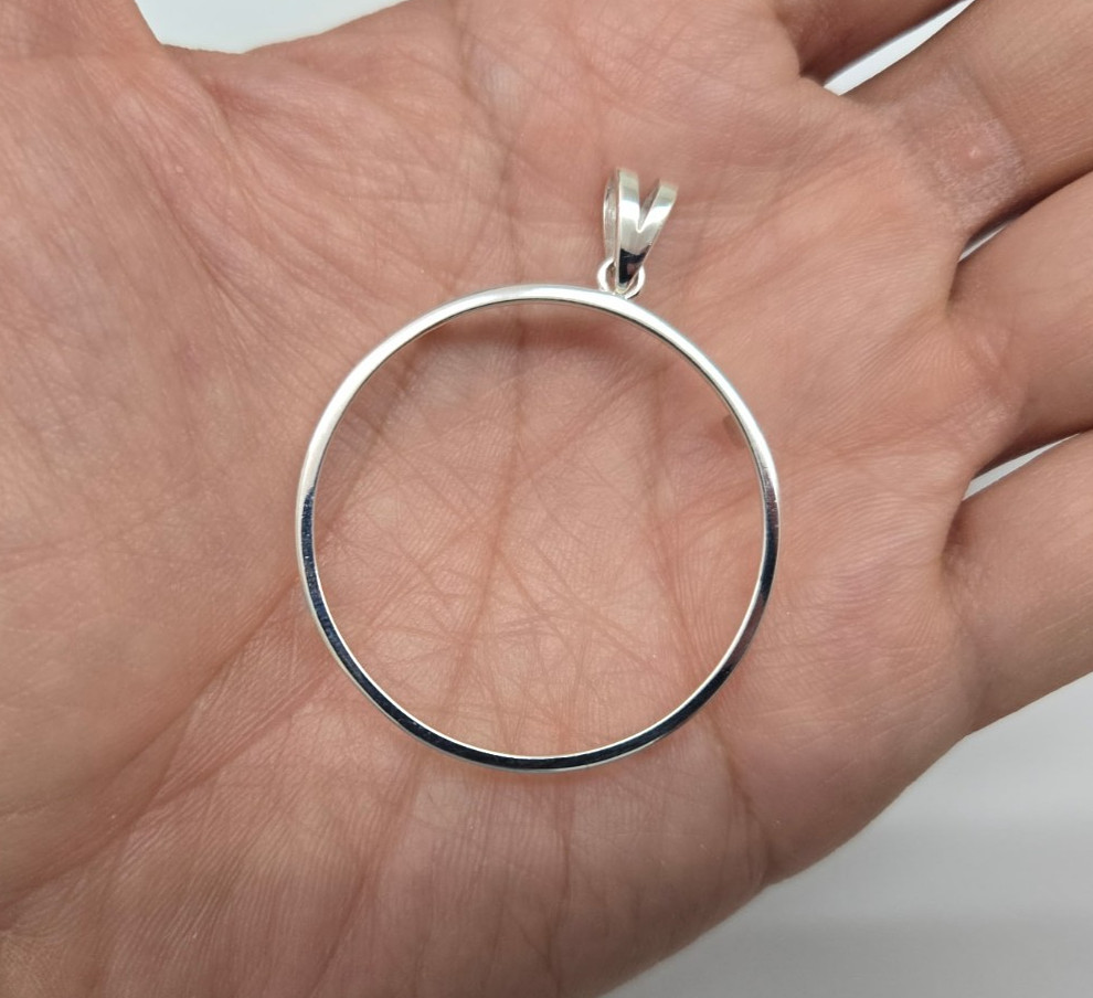 Sterling Silver 1 Onza Plata Libertad Bezel 36 mm Coins Prong Back Round Edge