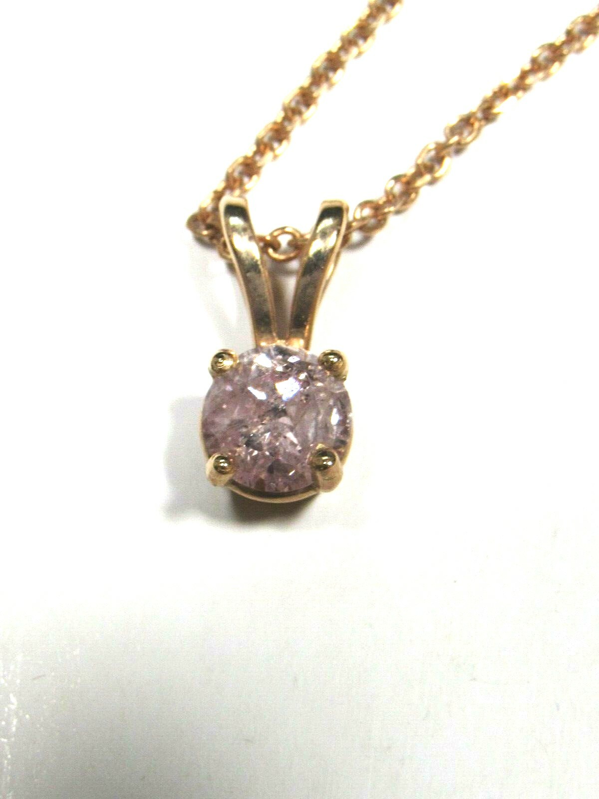 14k Rose Gold Diamond Necklace .42ct Pink Natural Diamond!! #ANT200