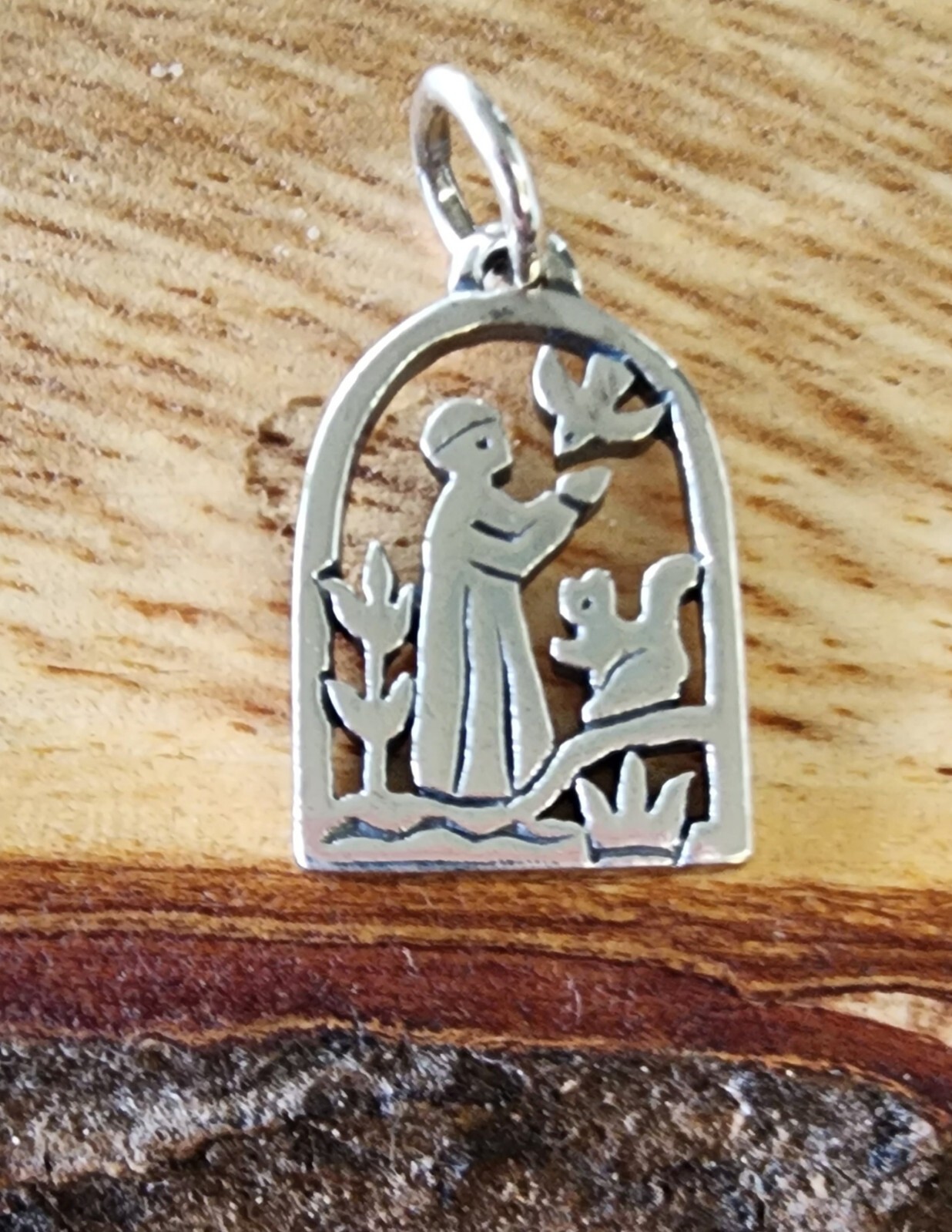 Retired James Avery St. Francis Loves The Animals Bird Squirrel Pendant