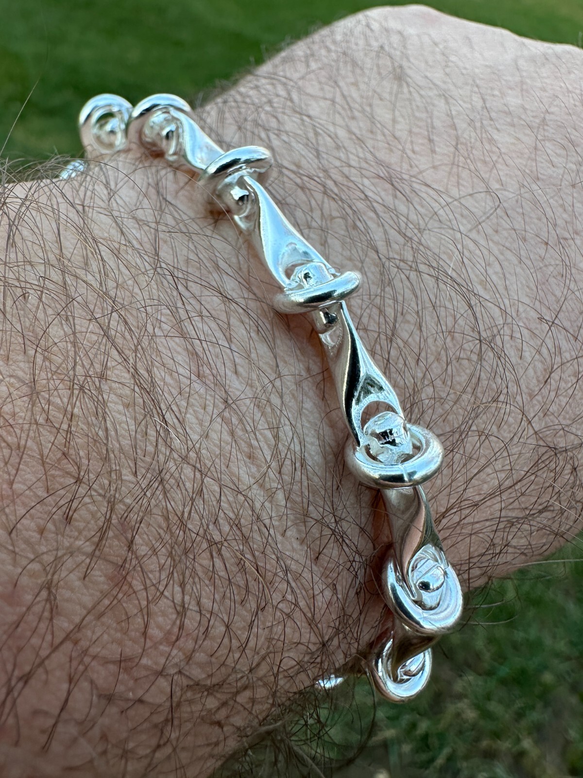 Real 925 Sterling Silver Mens Custom 8mm Barbed Wire Link Bracelet ITALY 7-9″