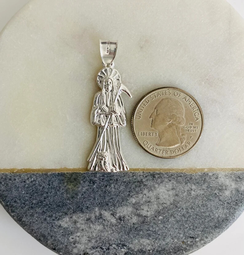 925 Silver Grim Reaper Pendant /Dije Plata Santa Muerte – ESP22