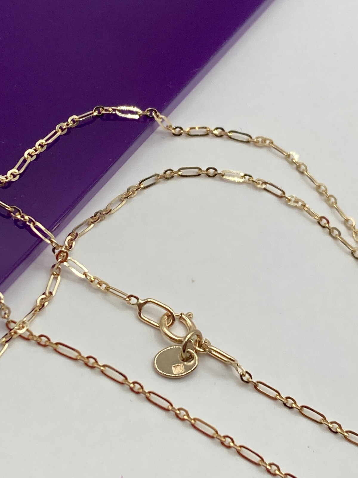 solid 10k gold paperclip Figaro chain 1.5mm necklace
