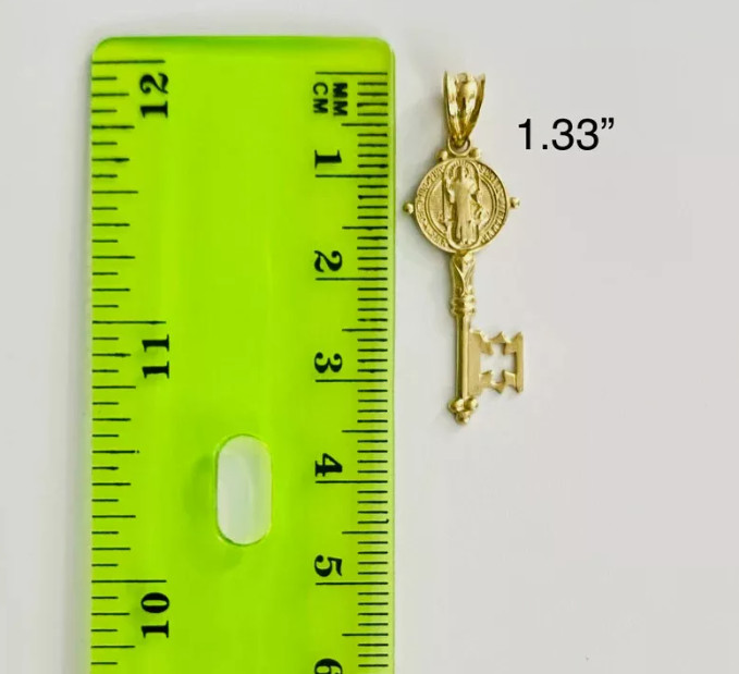 14K Gold Plated Saint Benedict Key Pendant 925 Silver Saint Benedict Key Pendant