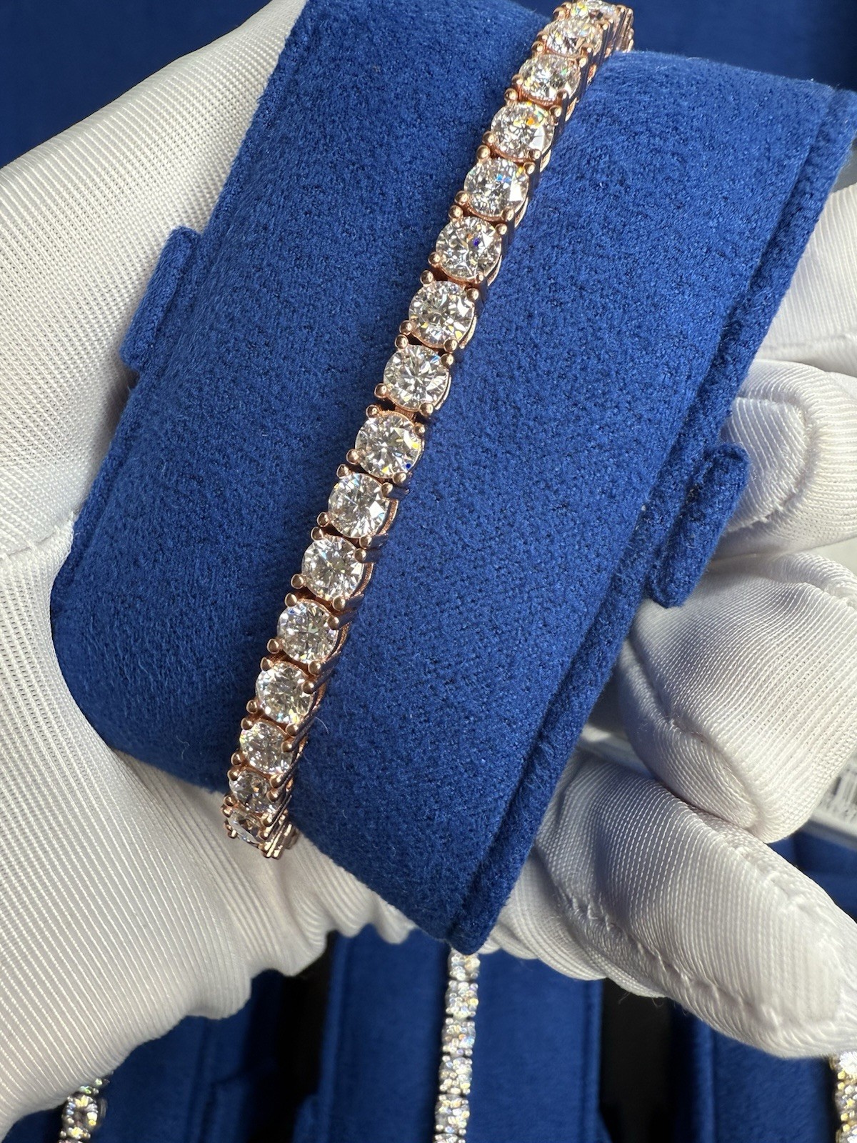 Full Real Moissanite Tennis Bracelet 18k Rose Gold Plated Jewelry