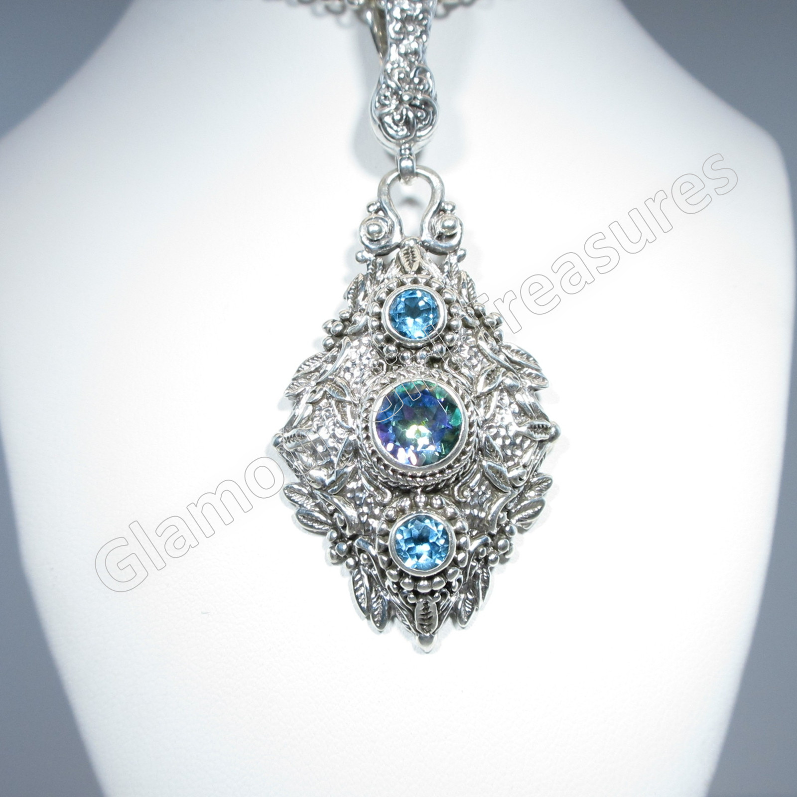 Sarda Sterling Silver & Unicorn Dreams Mystic Topaz & Swiss Blue Topaz Pendant