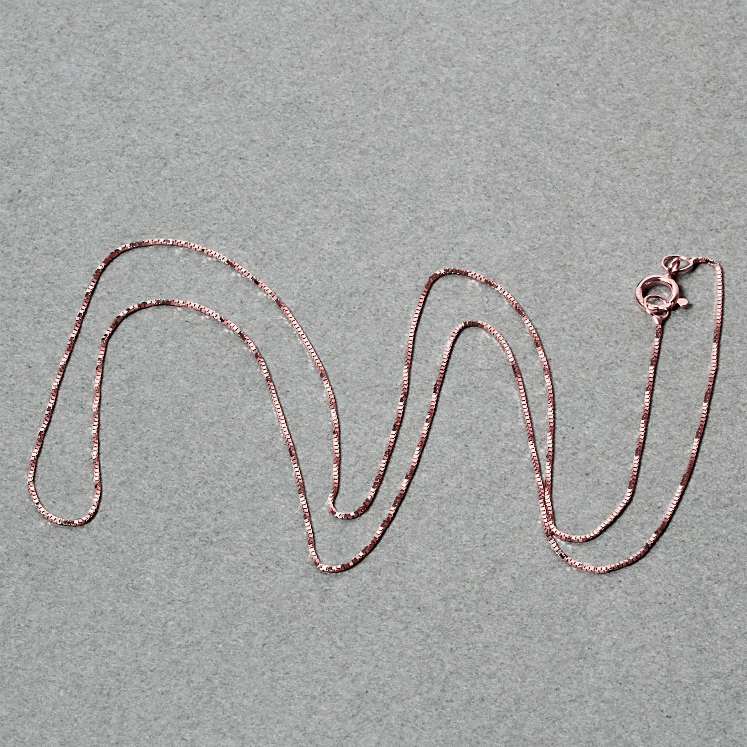 Classic Box Chain, 14K Rose Gold, Sizes 16-20, 0.45 mm, Dainty, Polished