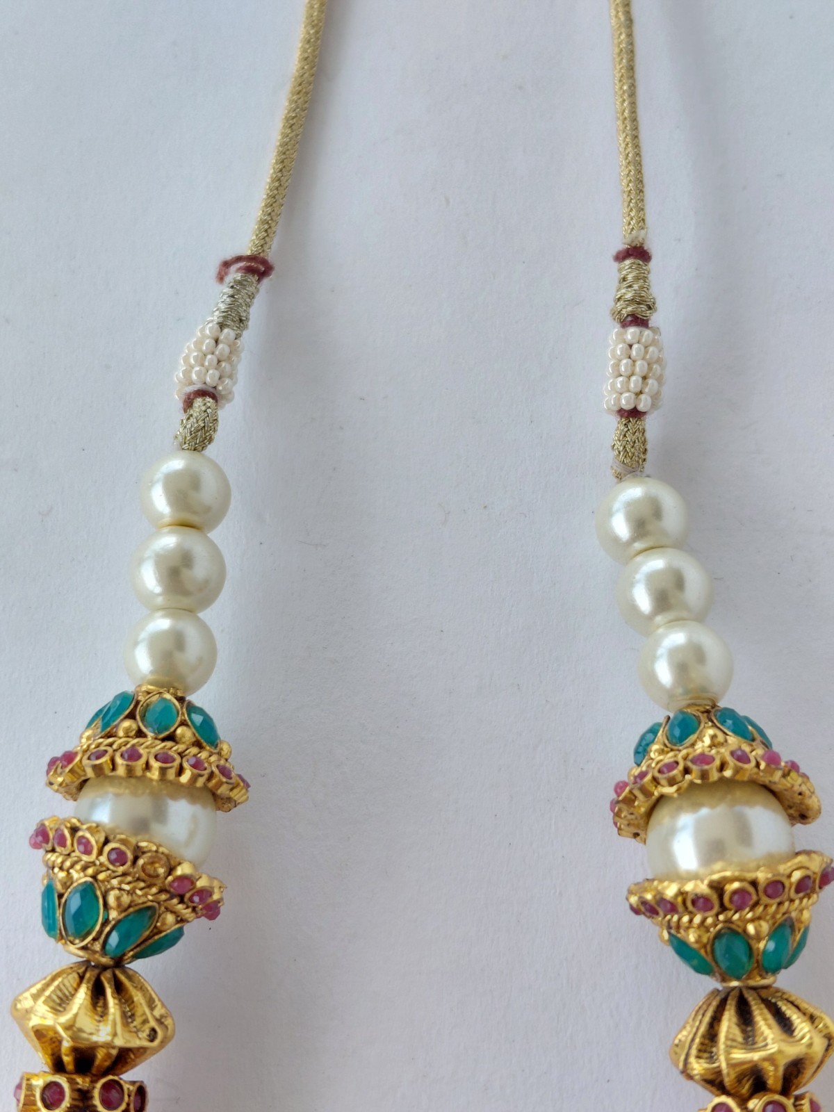 Vintage Necklace Kundan Polki Traditional Indian Wedding Gold Tone Multicolor