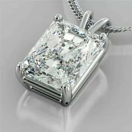3.00Ct Radiant Cut Lab-Created Diamond Women’s Pendant 14K White Gold Plated
