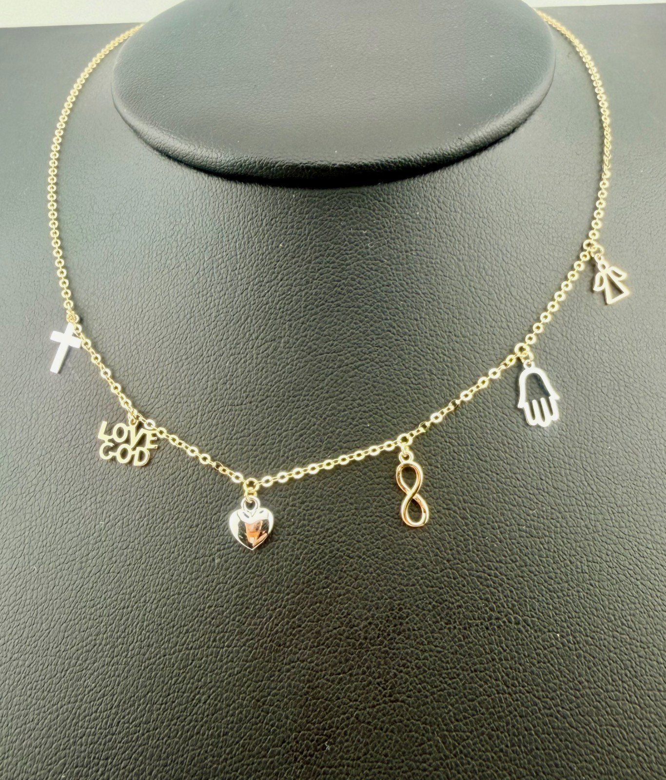 Real 14 K Yellow Gold Good Luck Charm Necklace and Bracelet