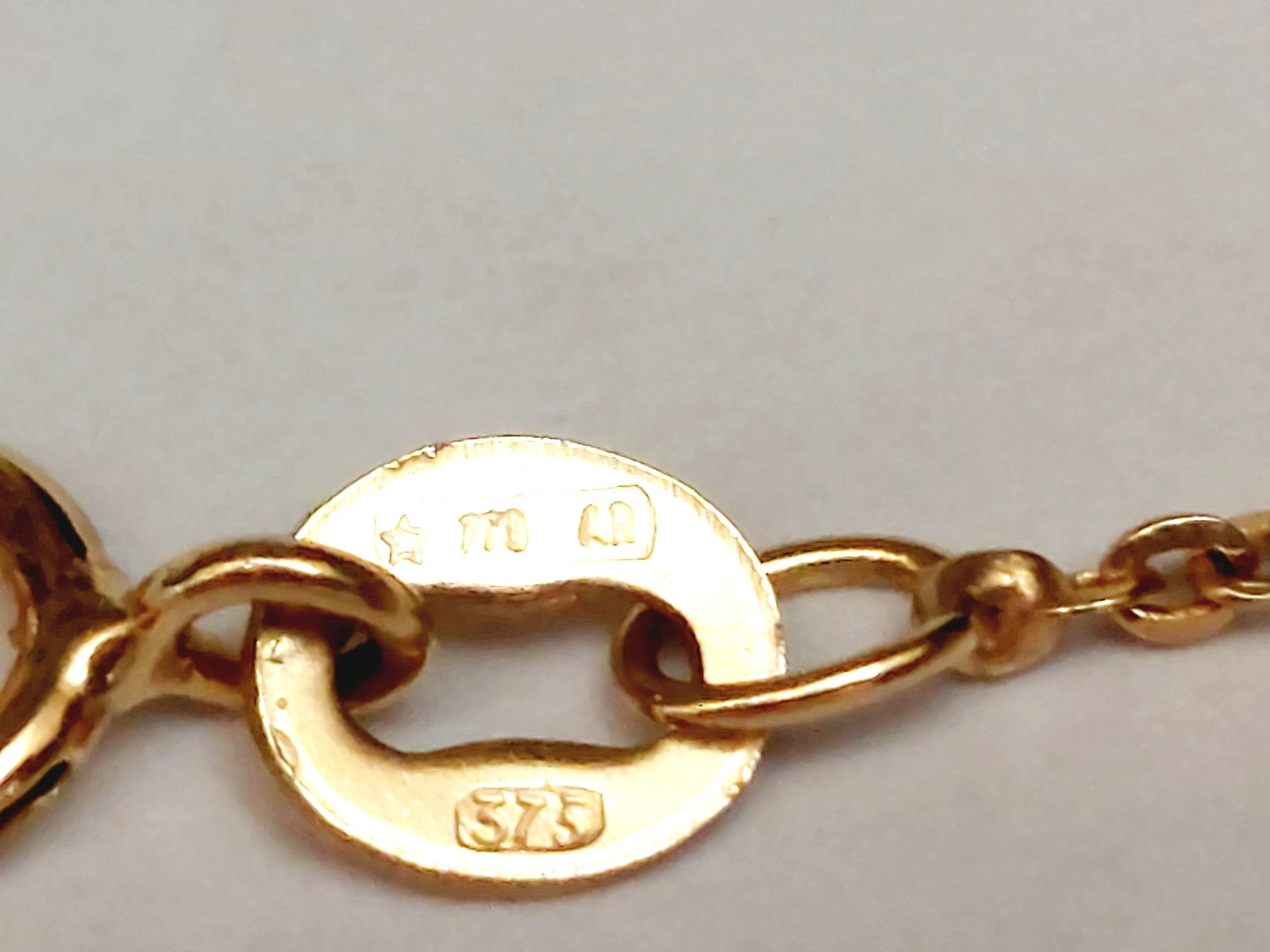PRETTY 9K SOLID YELLOW GOLD 1.5 GR CABLE CHAIN NECKLACE 39 CM 19.5 ”