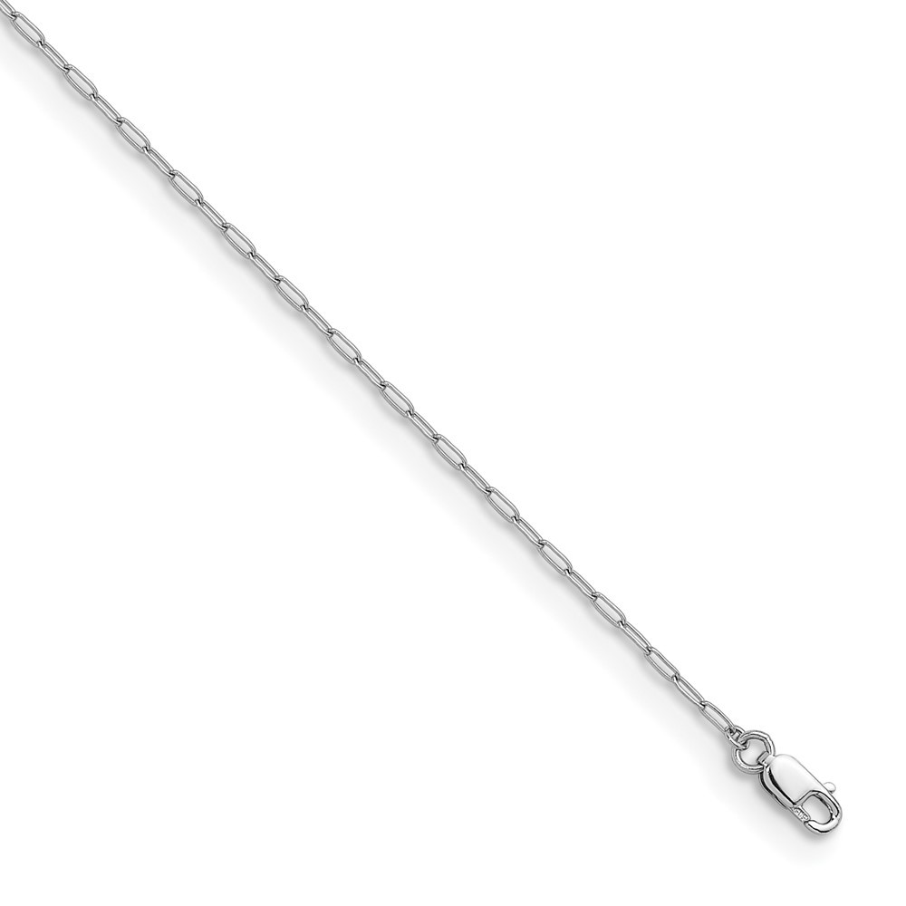 14K Gold Rhodium-plated Polished 1.4mm Solid Flat Oval Link Chain Necklace 24″
