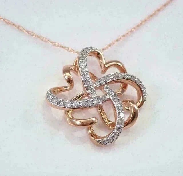 Real Moissanite 1.60Ct Round Cut Heart Cluster Pendant 14K Yellow Gold Plated