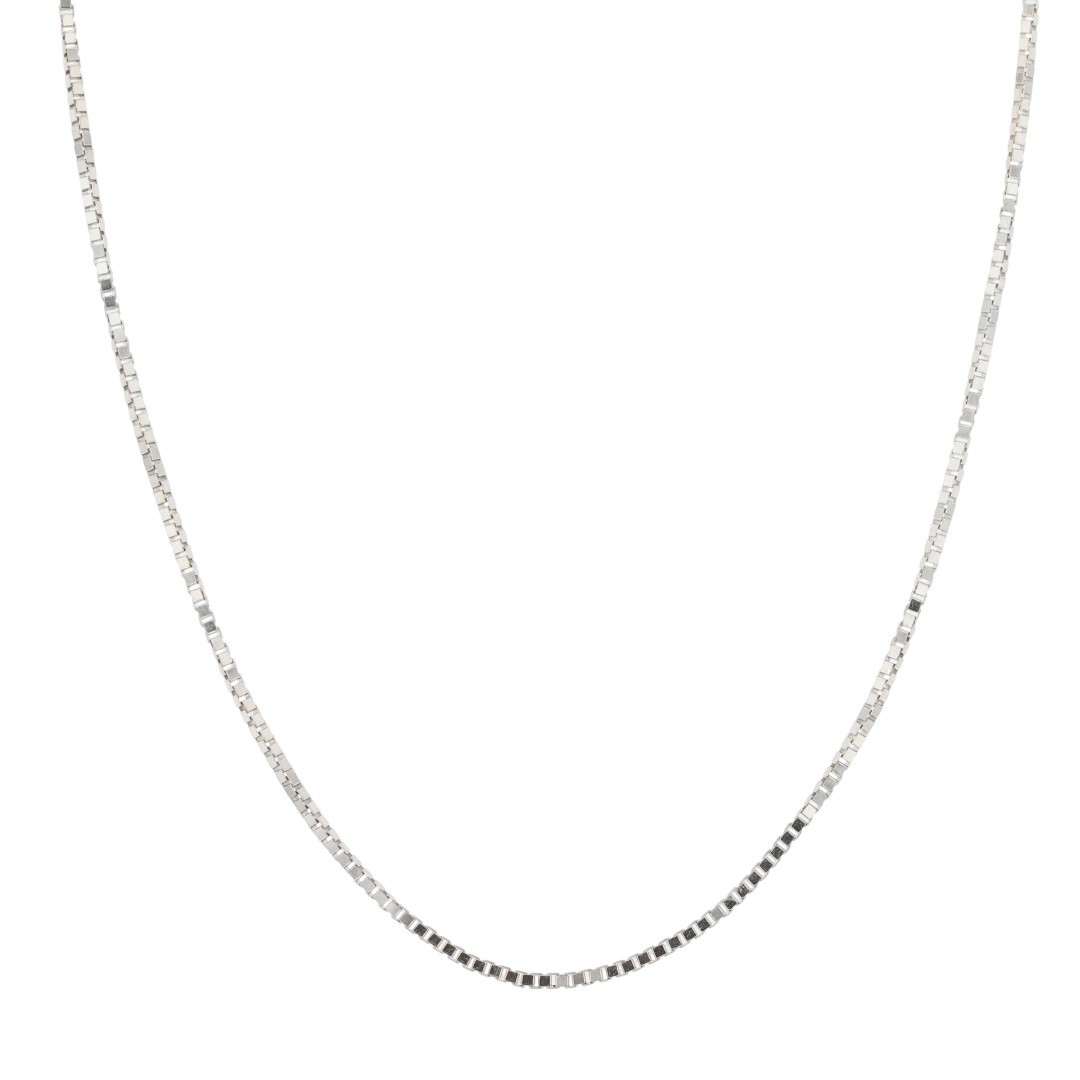 1mm Box Link Chain 20″ Necklace 14k White Gold Italy 2.92 Grams