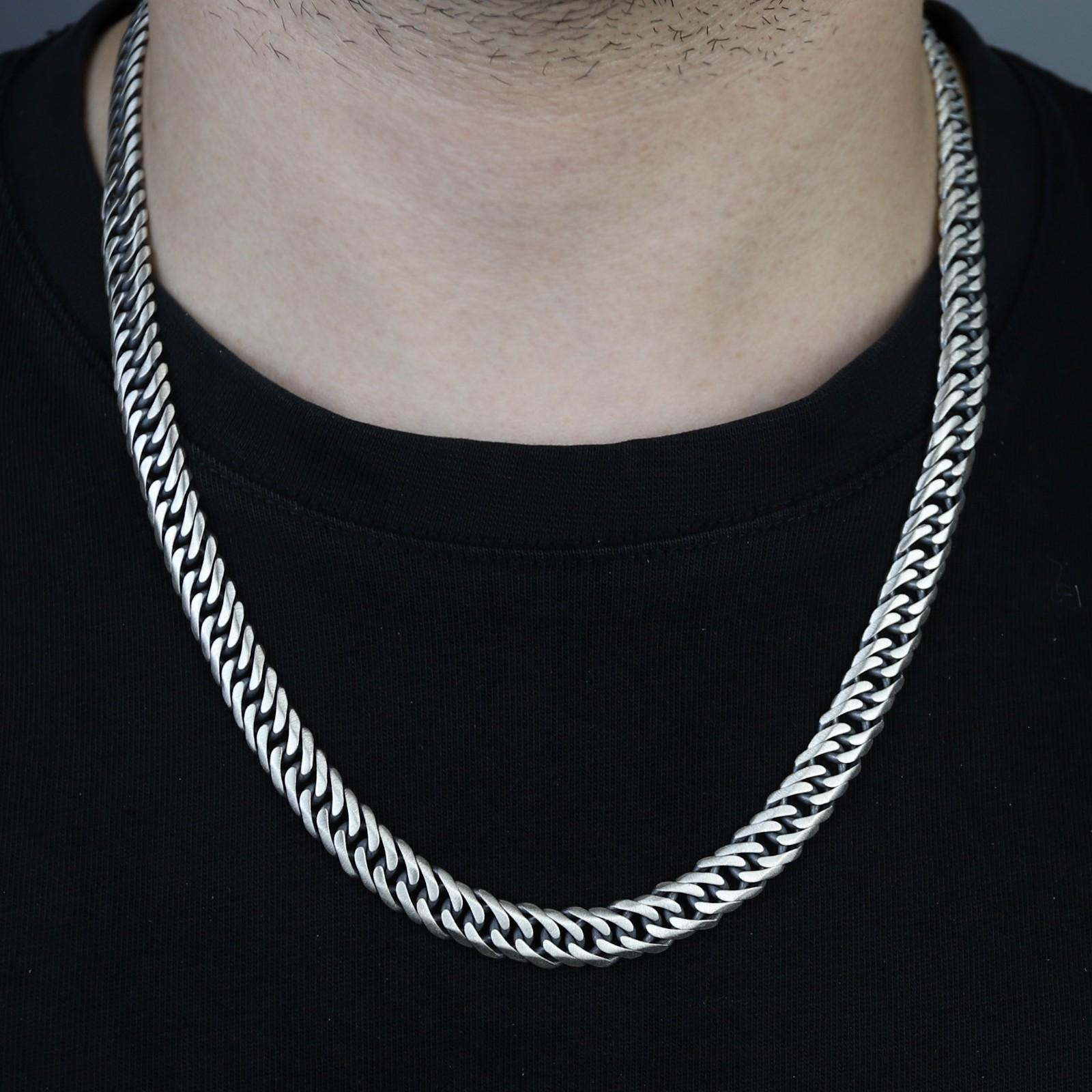 925 Sterling Silver Men Handmade 10MM Curb Chain Solid Necklace