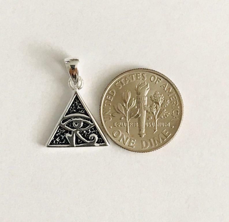 925 Silver Egyptian Eye of Horus Pyramid Pendant / Dije Ojo Piramide plata-ESP17