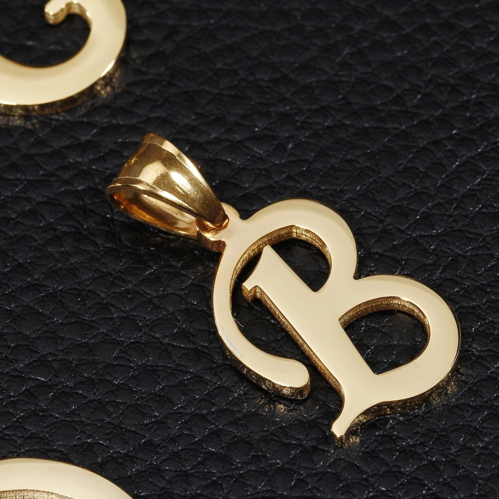 Initial Charms Gold Letter Pendant 14k Gold Charm Name for Women and Men (B)