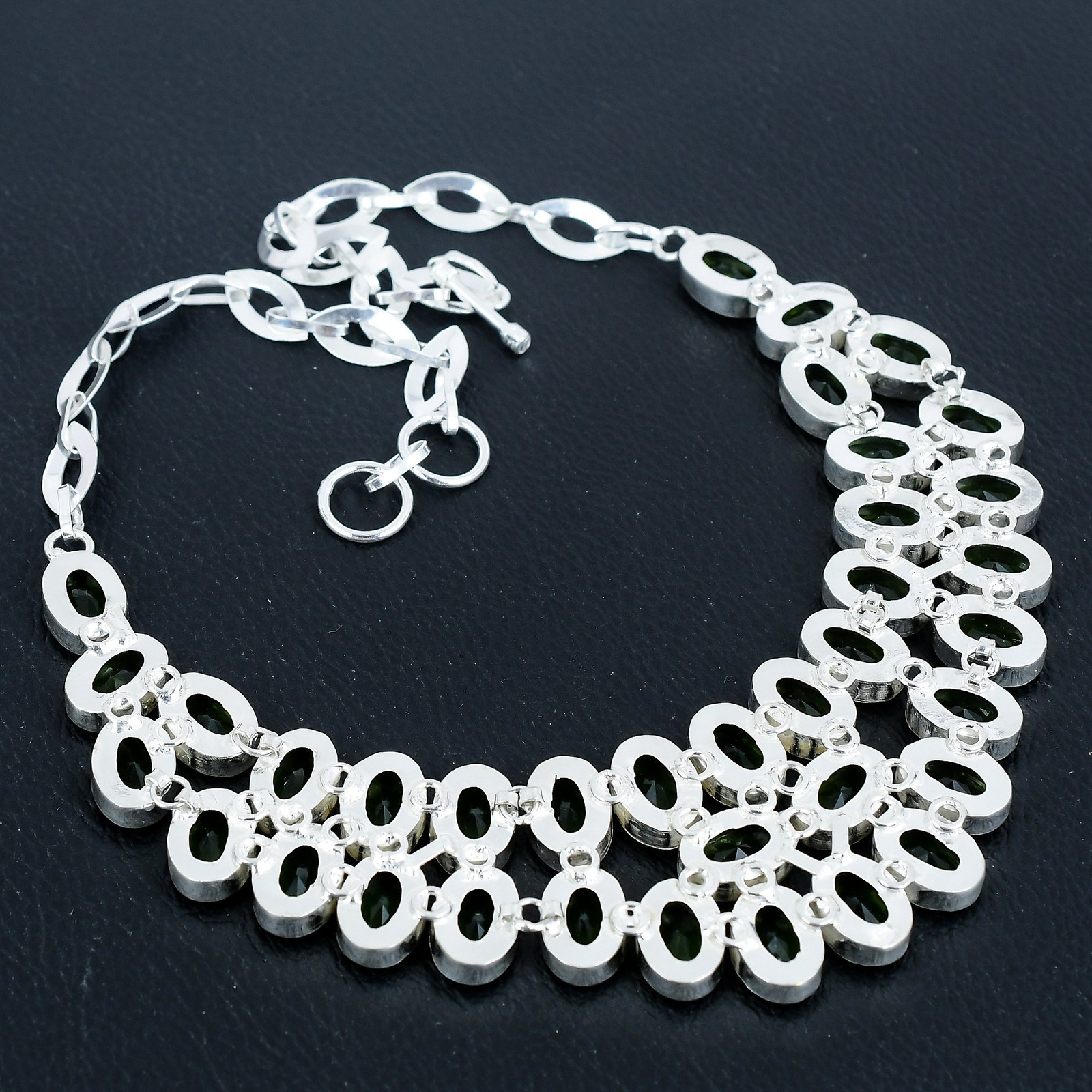 Peridot Oval Gemstone Handmade 925 Sterling Silver Jewelry Necklace 18″ VJ 159