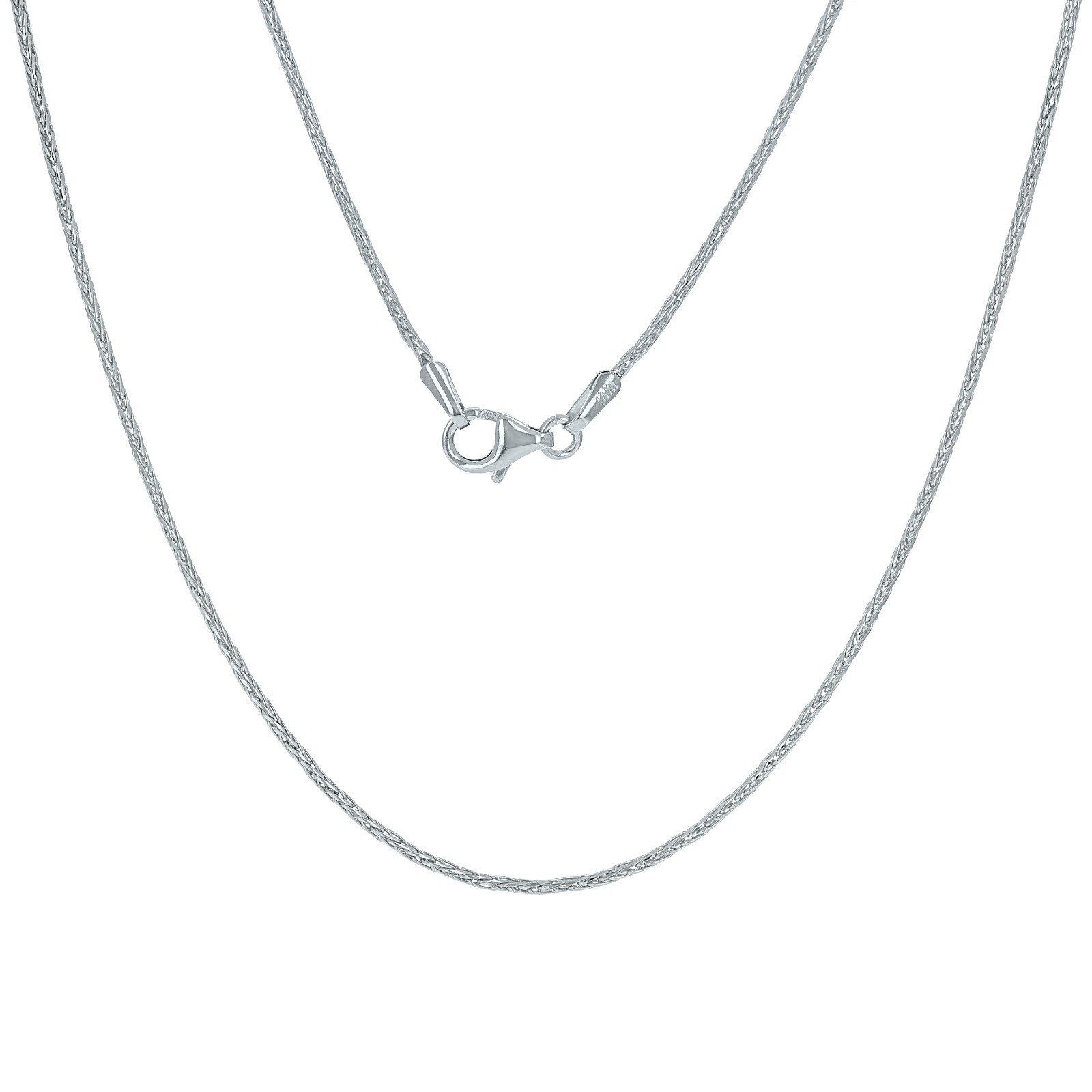 Italian 14k White Gold Solid Spiga Wheat Chain Necklace 20″ 1.1mm 3.8 grams