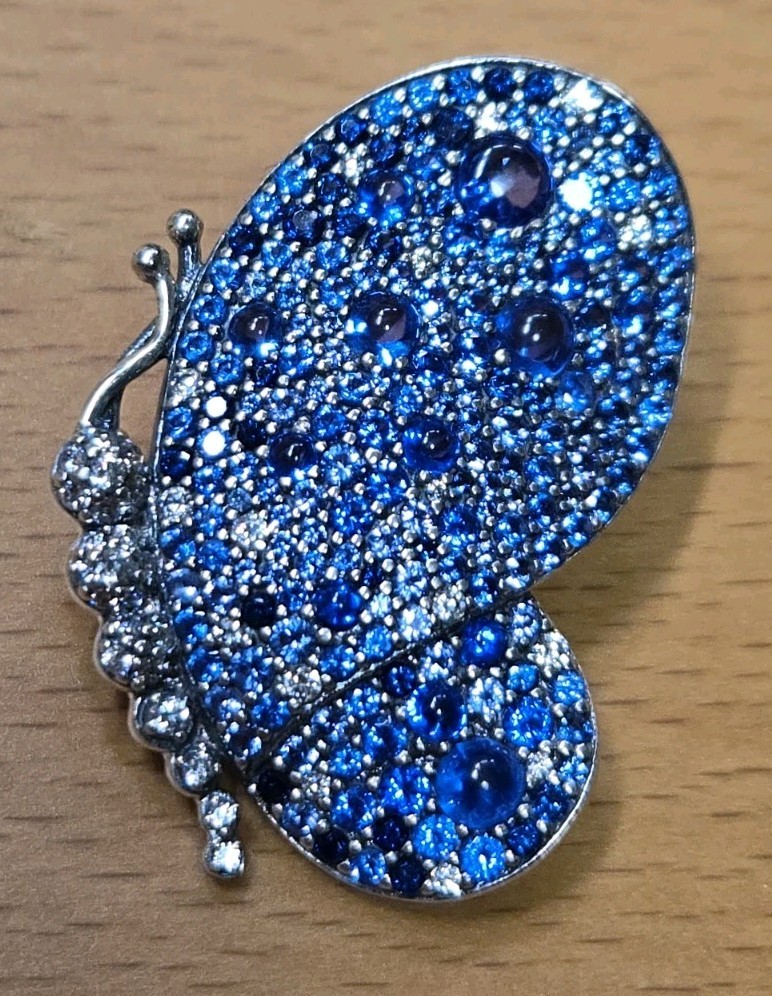 Pandora Blue Pave Butterfly Brooch Pendant S925 ALE Sterling 697996NCB