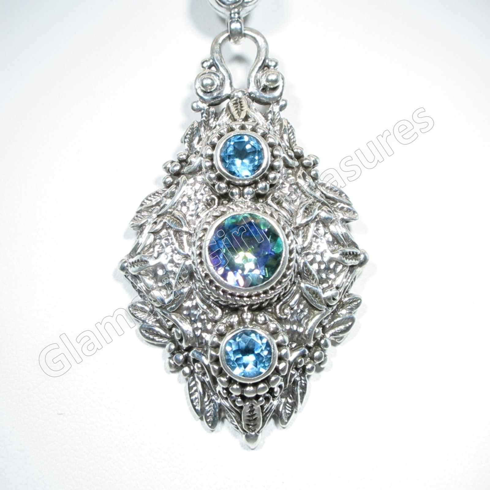 Sarda Sterling Silver & Unicorn Dreams Mystic Topaz & Swiss Blue Topaz Pendant