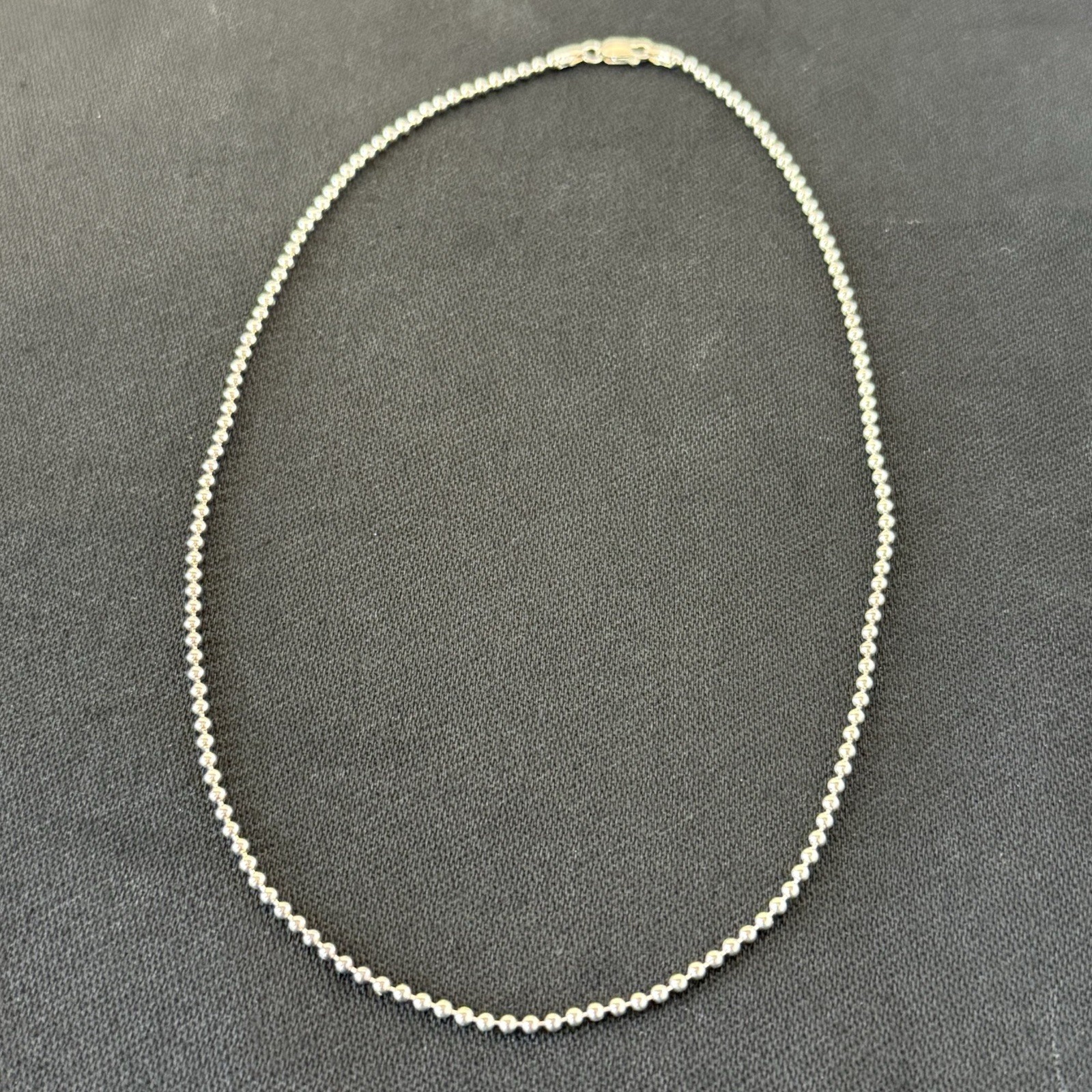 Italian Sterling Silver 925 Ball Bead Chain Necklace 17.5” 2mm Classic Italy