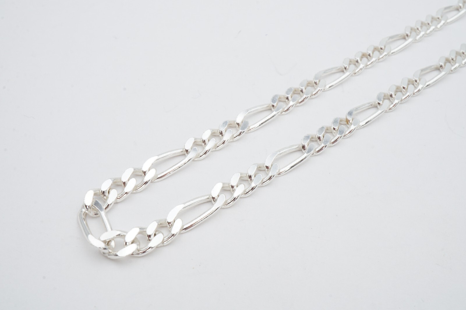Sterling Silver 925 Figaro Necklace Chain 17.75″ Italy 5.5mm