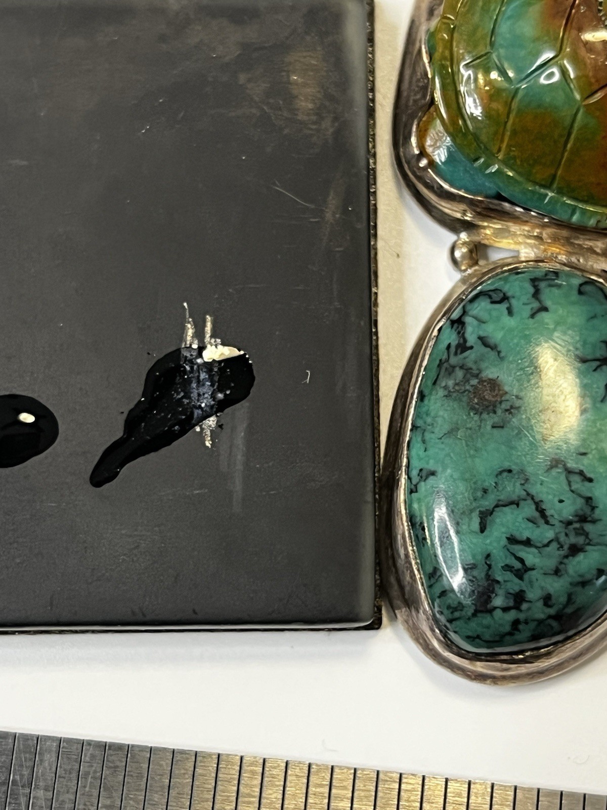 Sterling Silver 925 Turquoise Turtle Pendant History Unknown Acid Tested Rock ID