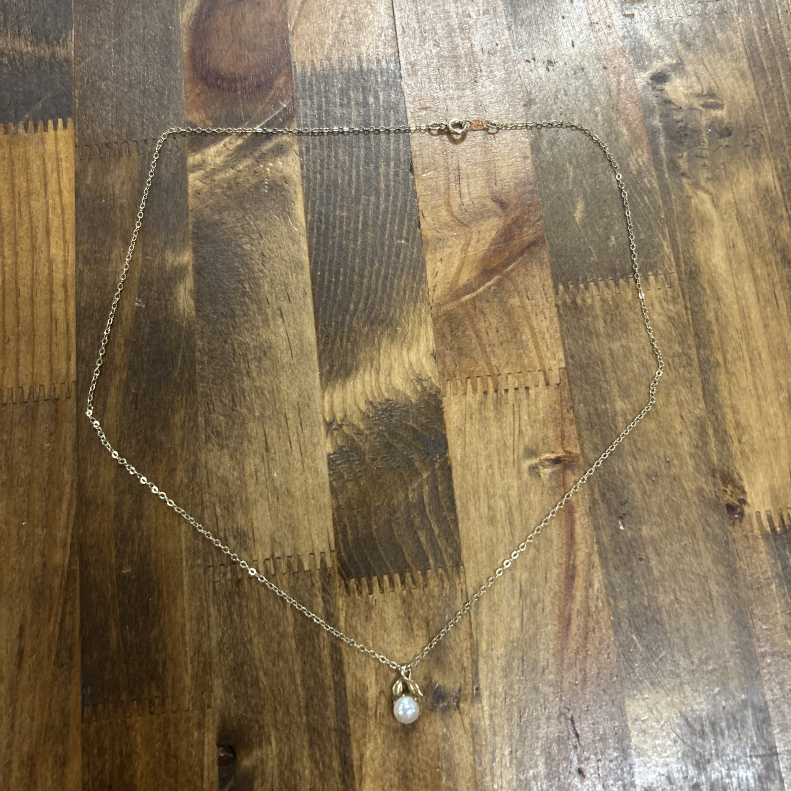 18.25” Carla 1/20 14k Gold Filled Cable Chain Necklace Pearl Pendant 1.31 Grams