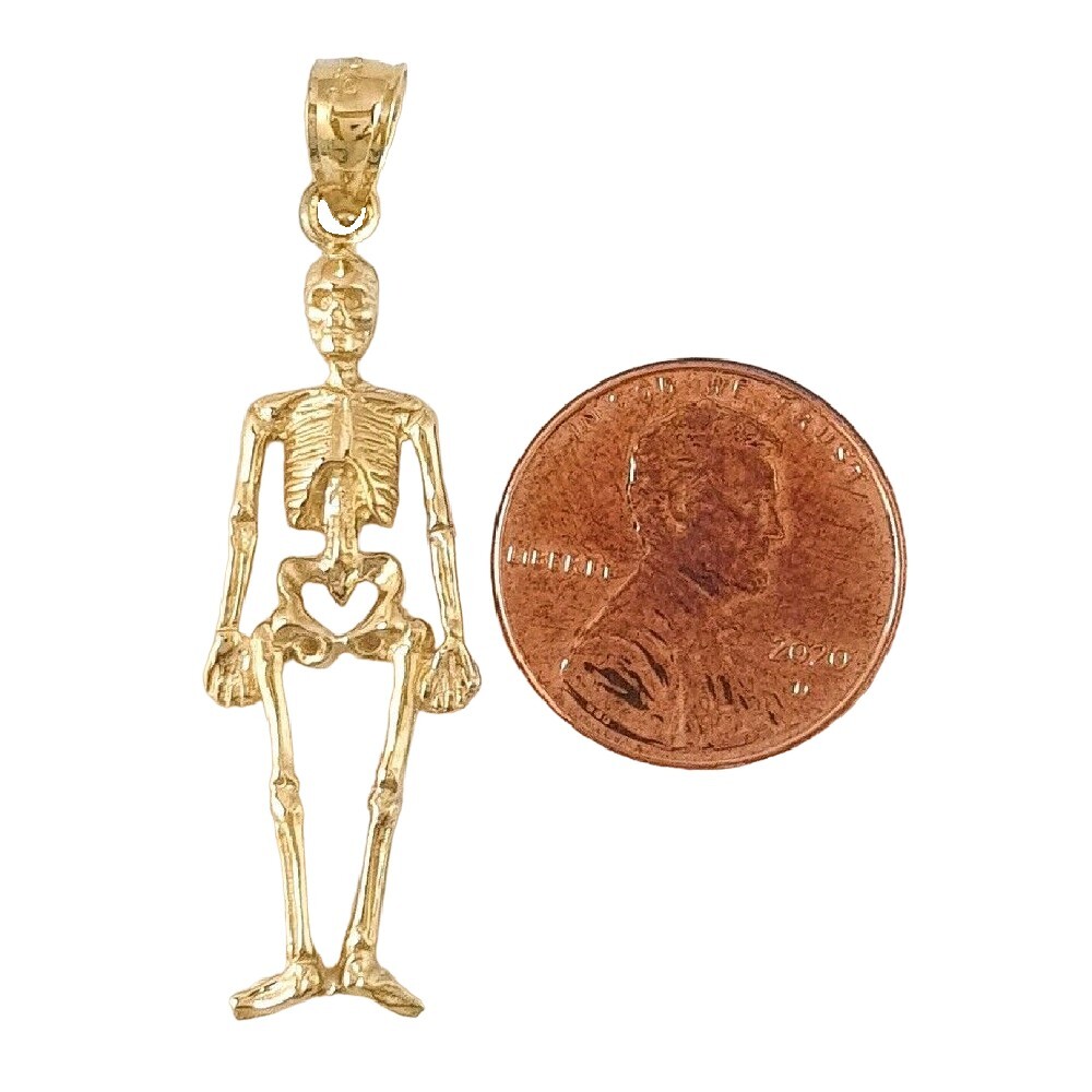 14K Yellow Gold Skeleton Pendant / Charm, Made in USA