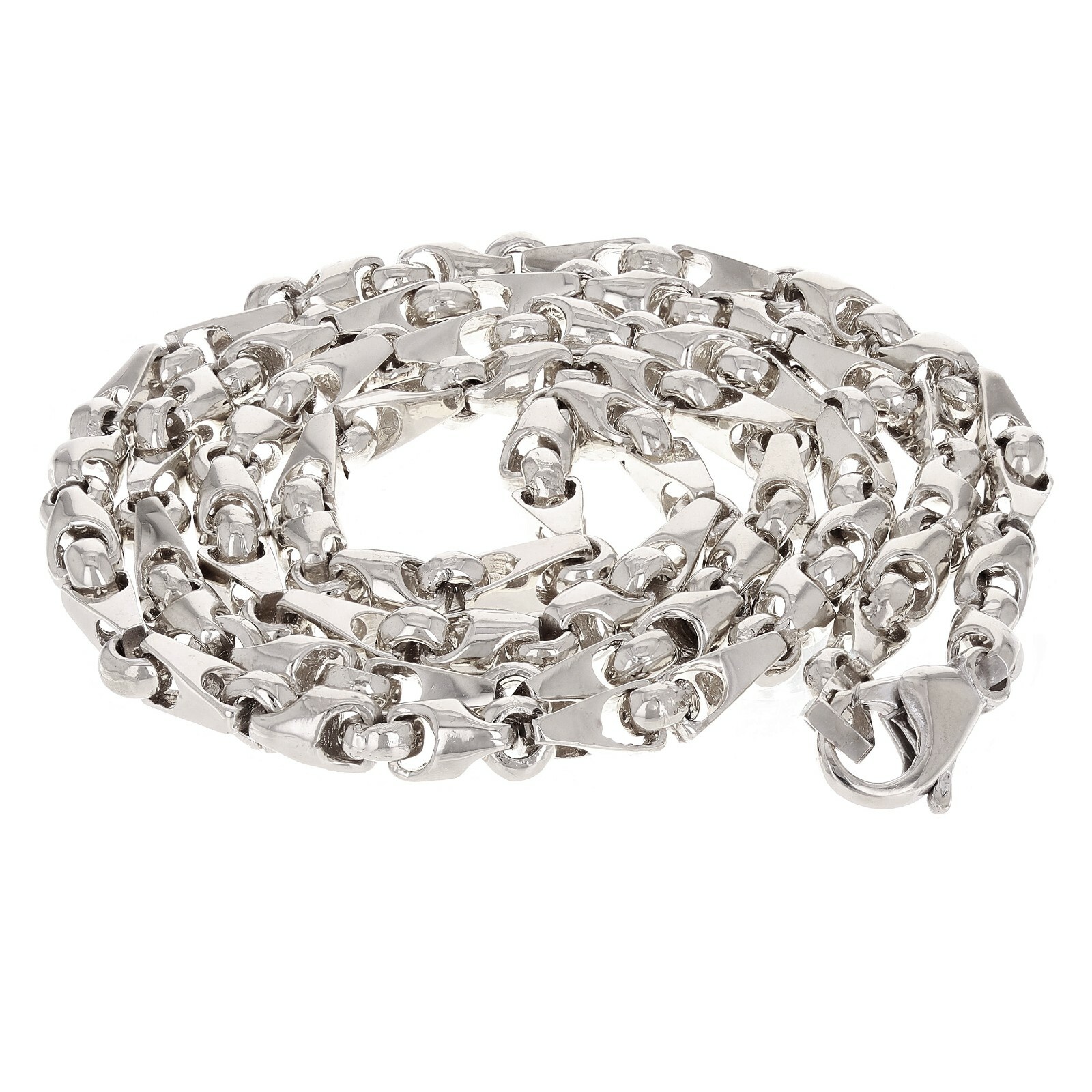 14k White Gold Solid Handmade Fashion Link Necklace 24″ 5mm 55.5 grams