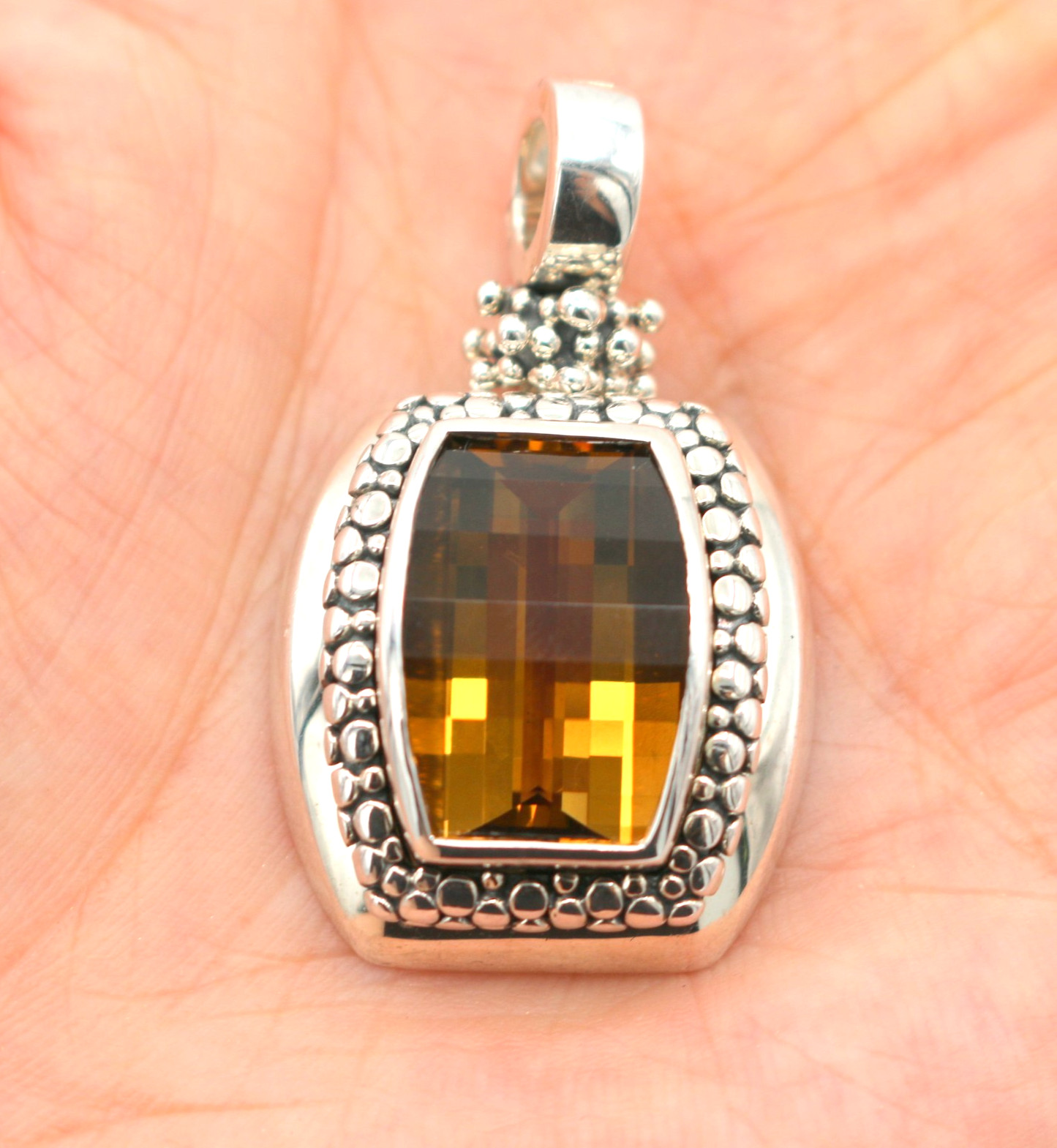 Michael Dawkins Sterling Silver 925 Citrine Rectangle Pendant Enhancer 18.28g