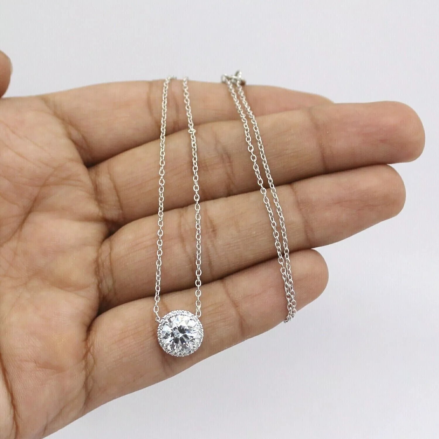 10 Ct White Treated Diamond Pendant Great Luster F Certified ! Christmas Gift