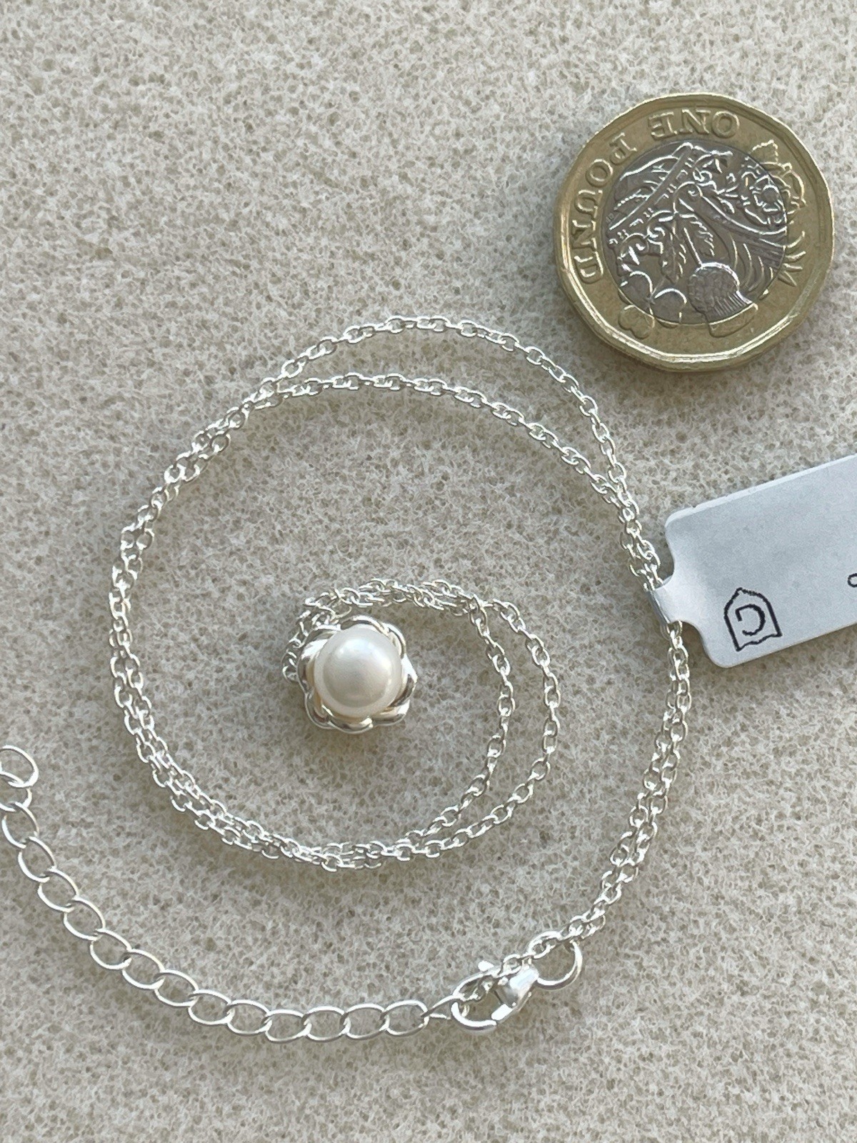 Gemporia Not Enhanced Natural 7mm Pearl Necklace Sterling Silver BNWT COA Summer