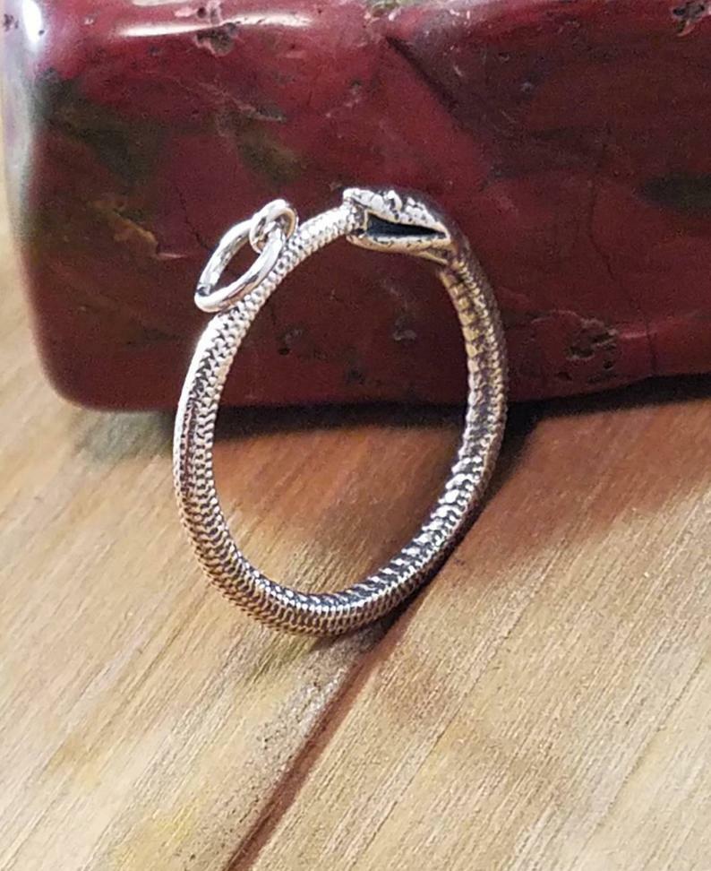Ouroboros Pendant Snake Sterling Silver Charm Serpent Reptile Goth Necklace 7017
