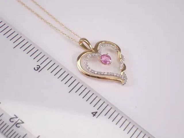 1Ct Round Cut Real Moissanite Heart Religious Pendant 14K Yellow Gold Plated