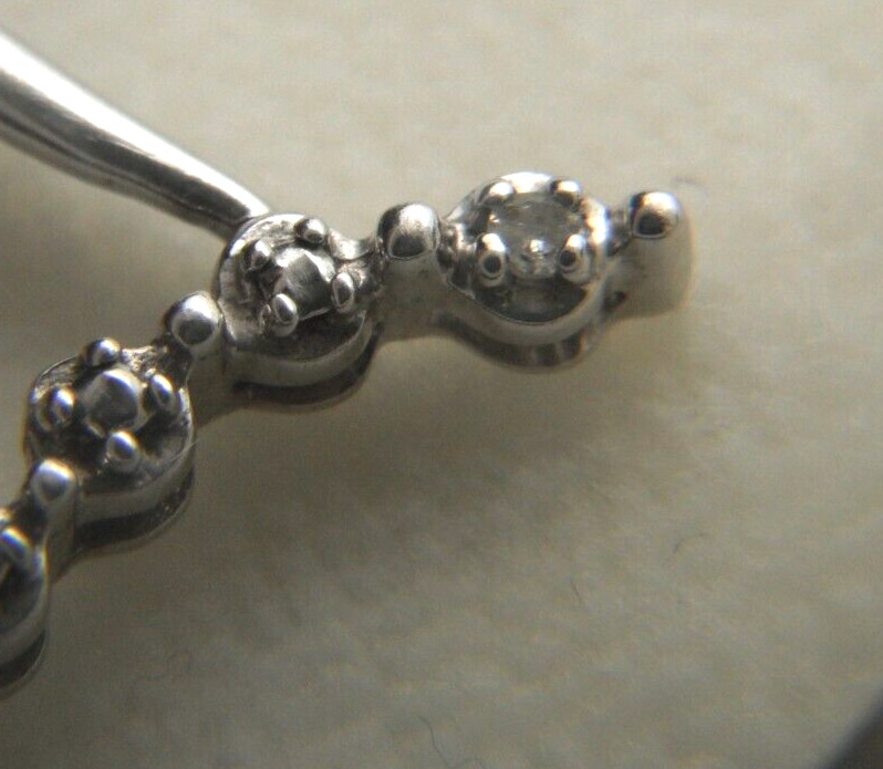 925 Heart 1 Diamond 925 19″ Singapore Chain Spring Ring Clasp 2.32g