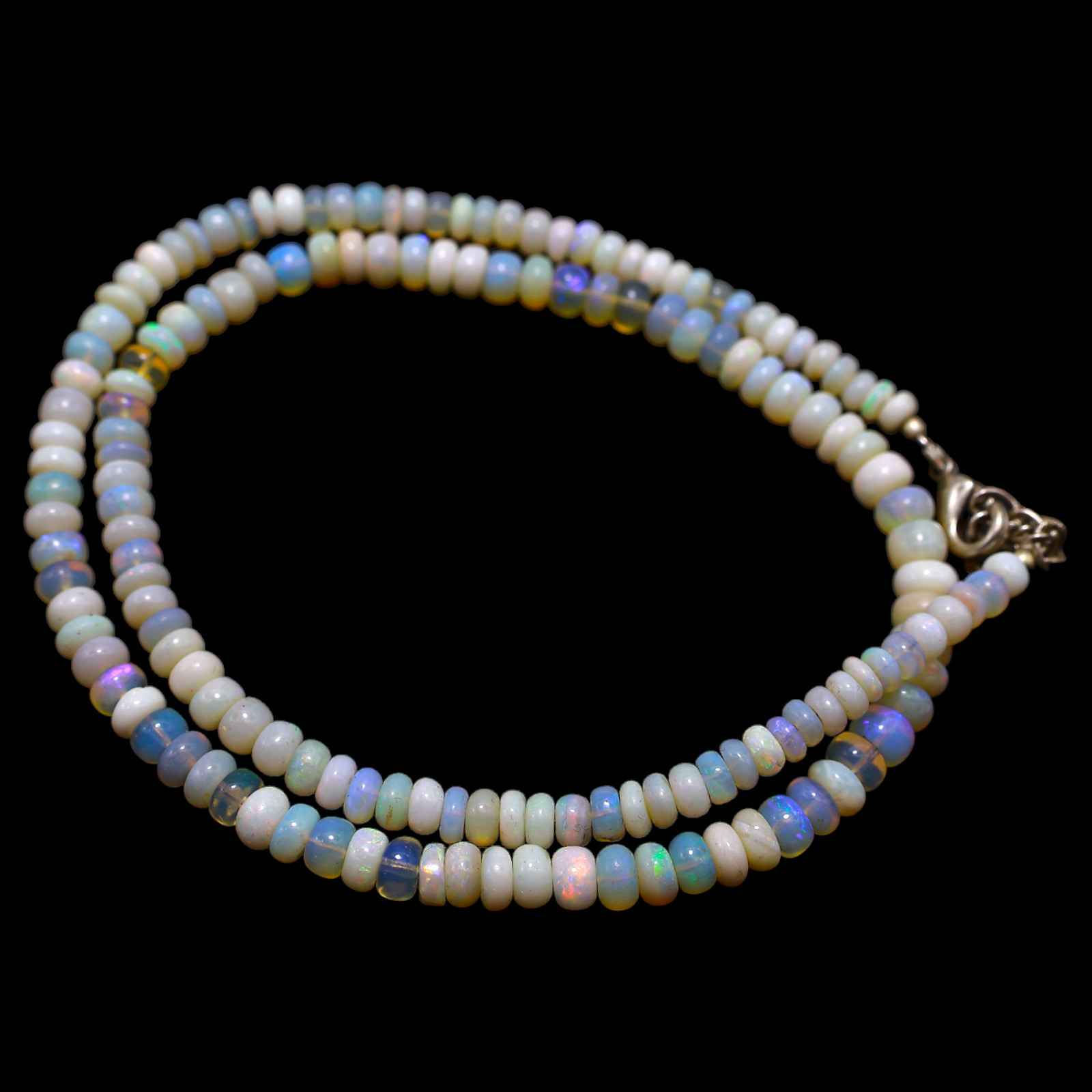 Smooth Multi Color 4X5 MM Fire Opal Beaded Not Applicable Rondelle Wife Necklace