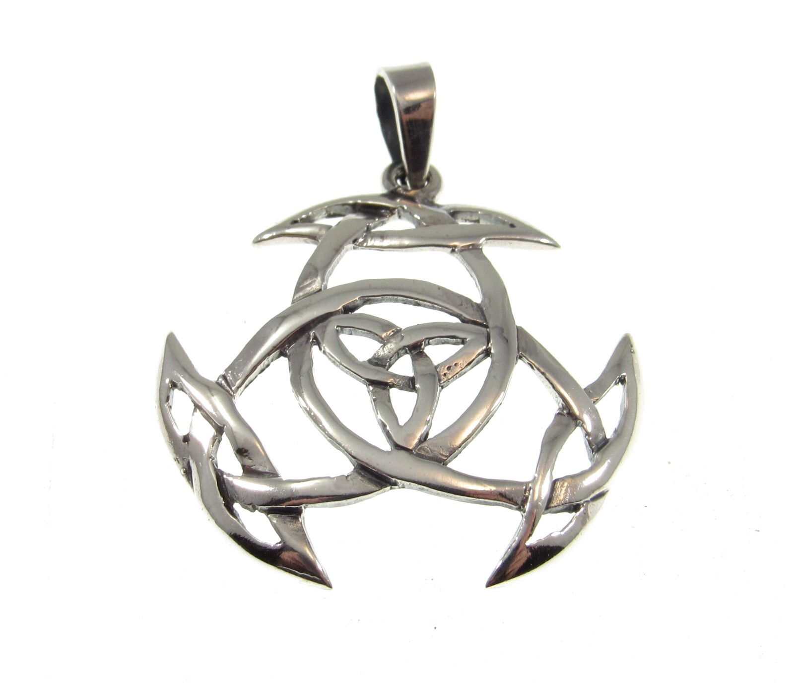 Solid 925 Sterling Silver Celtic Trinity Knot Triquetra Viking Shield Pendant