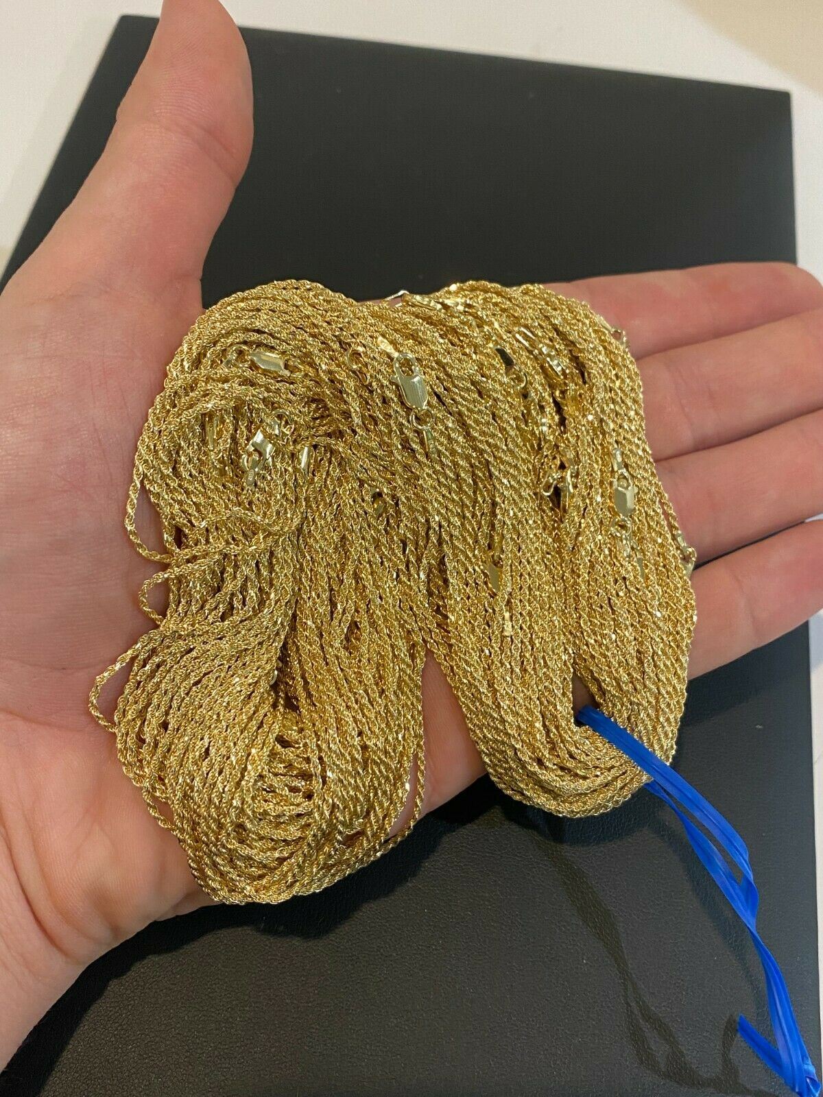 14K Gold Plated Plated 925 Silver Rope Necklace 1.5mm WHOLESALE Resell LOT 10pc
