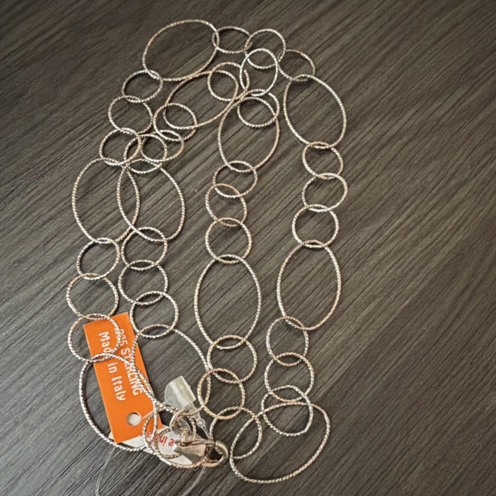 Sterling Silver 925 Oval Link Chain Necklace Made in Italy Lobster 30in