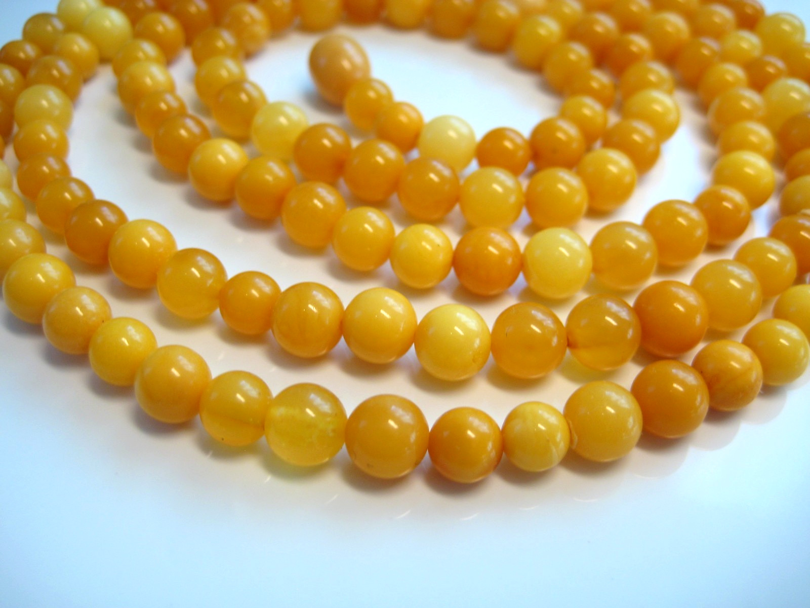 Genuine Round Butterscotch Amber Baltic Amber Necklace 41 inches 185 Beads !!!