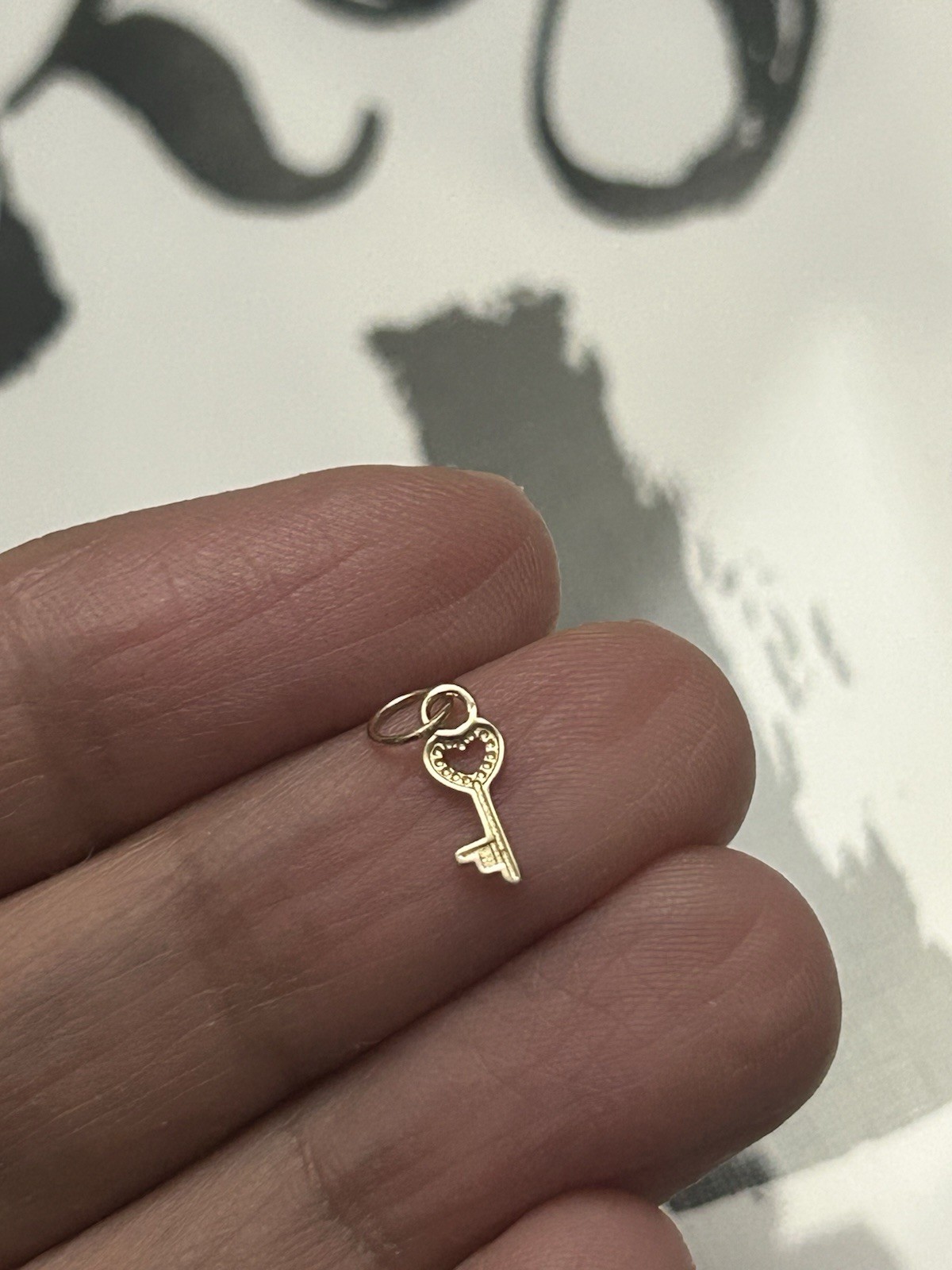 14K Solid Yellow Gold Heart Key Charm Pendant Dainty Cute for Chain Necklace