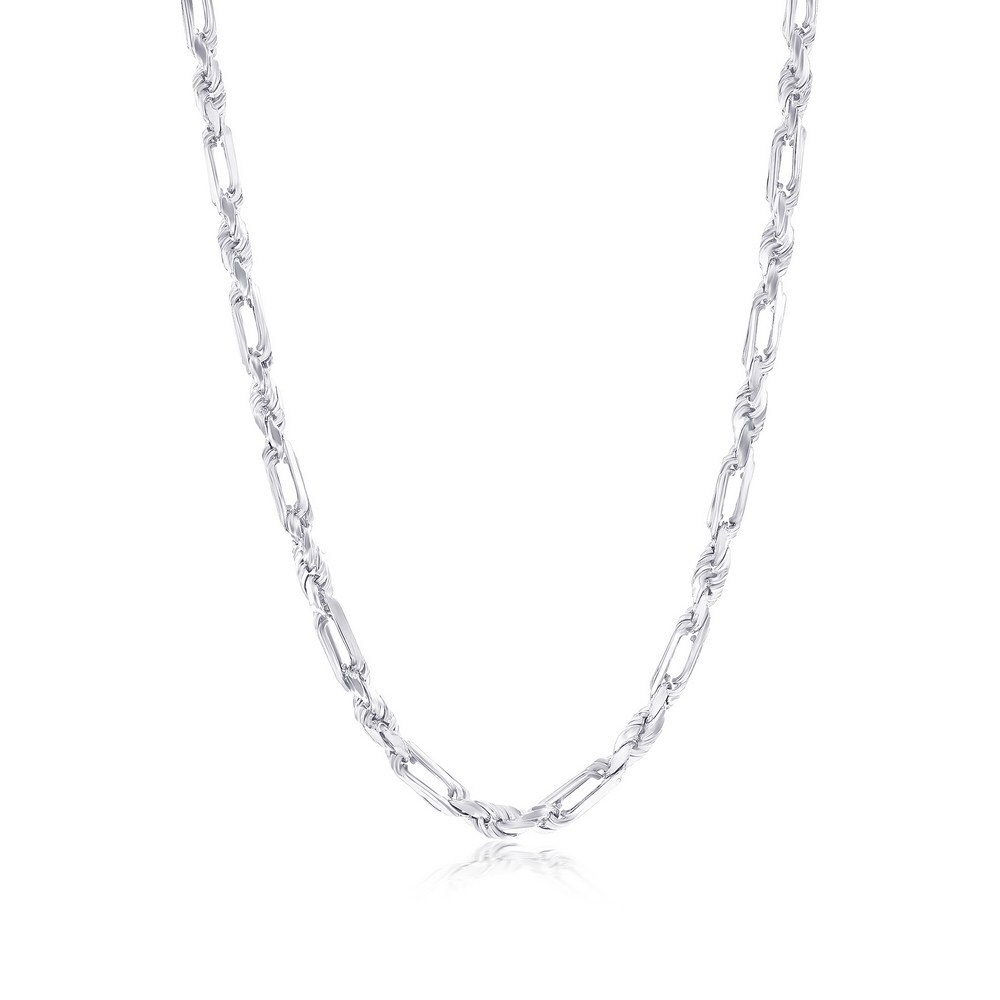 Sterling Silver 4mm Figarope Chain – Rhodium Plated