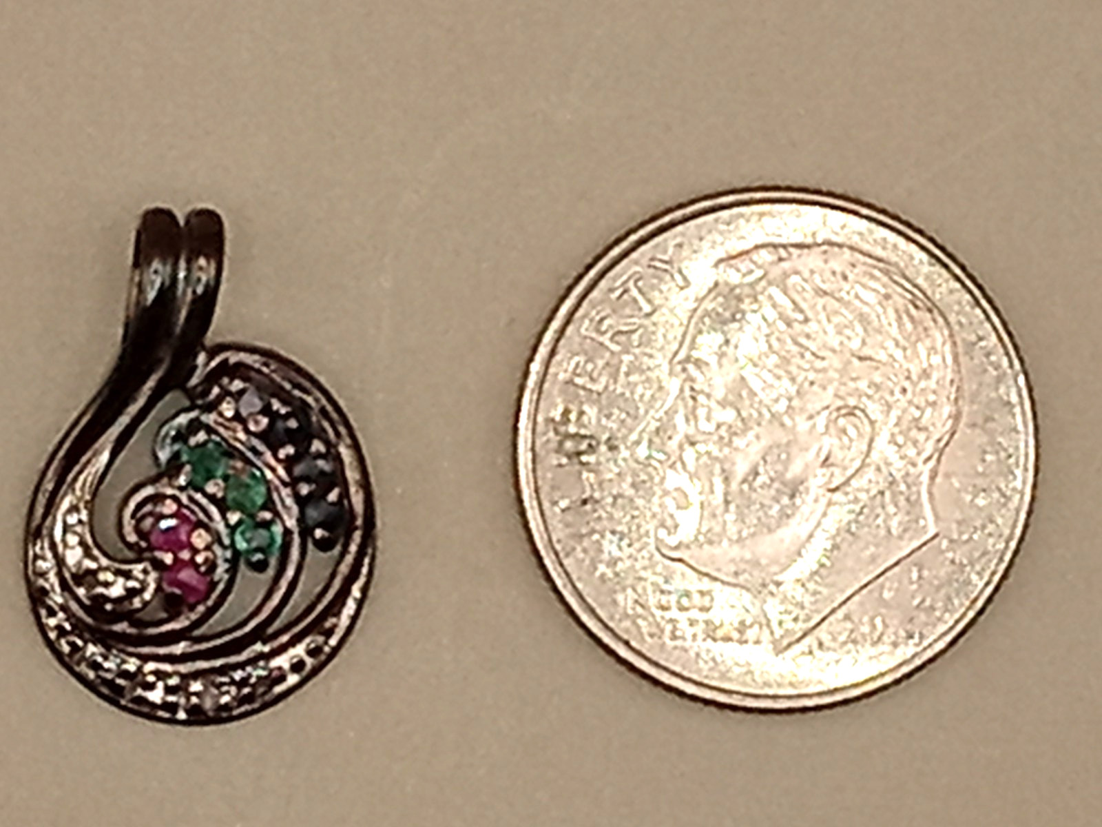 Sterling Silver Pendant Unknown Stones