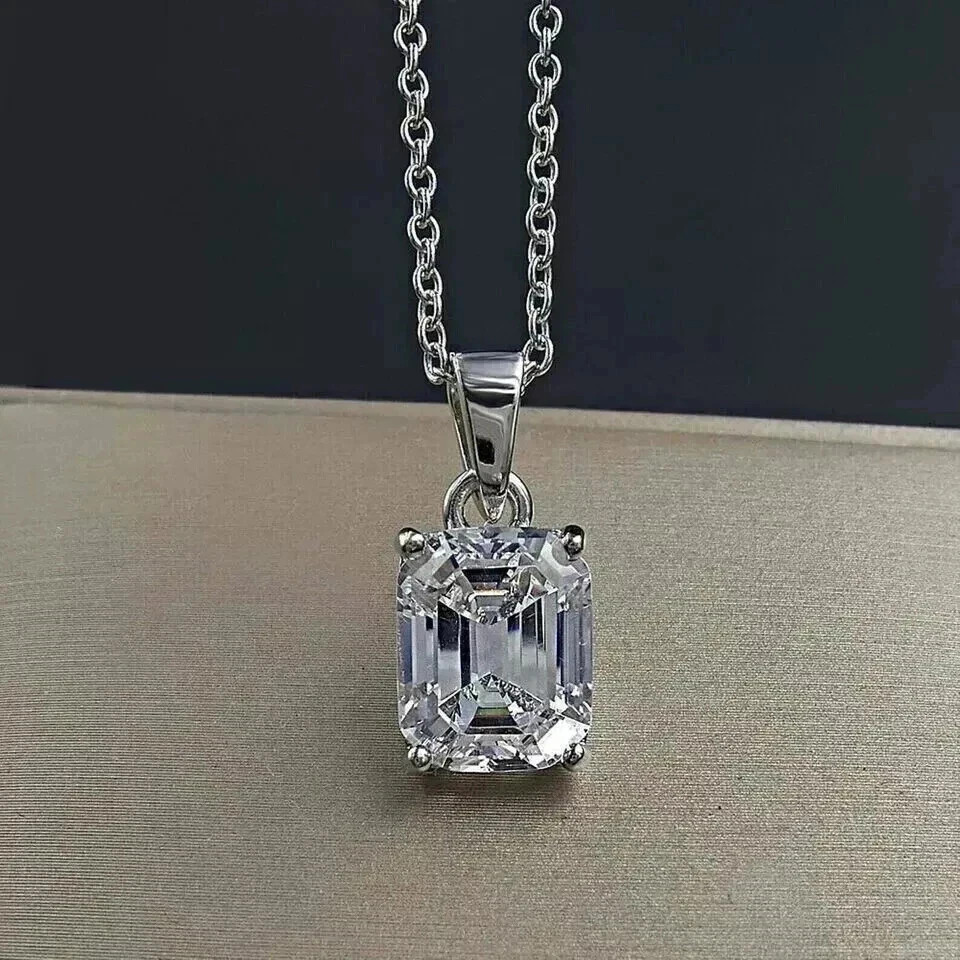4.50Ct Certified White Treated Lab Grown Diamond Solitaire Pendant in 925 Silver