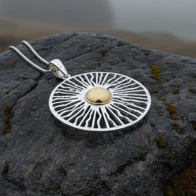 Sun Necklace Beach Celestial Wiccan Pagan 925 Ladies Pendant W/FREE CHAIN
