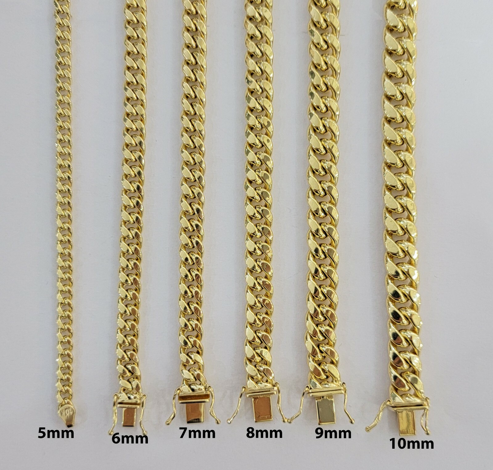 Real 10k Gold Chain Necklace Miami Cuban Link 18″-30″ Inch 6mm 7mm 8mm 9mm 10mm