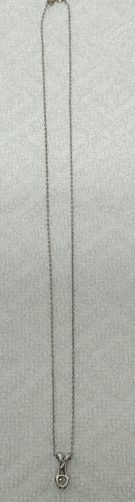 Sterling Silver 925 Chain Necklace Pendant w/ White/Colorless Faux Stone 19.25″