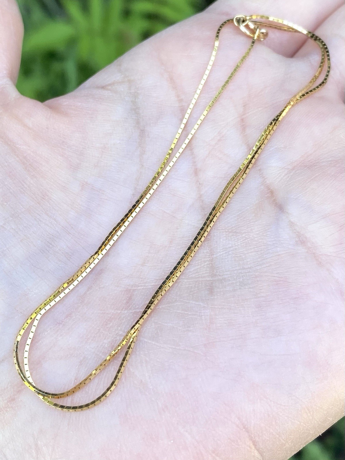 Solid 14k Yellow Gold Box Chain Necklace 1.63 Grams- 16 Inches